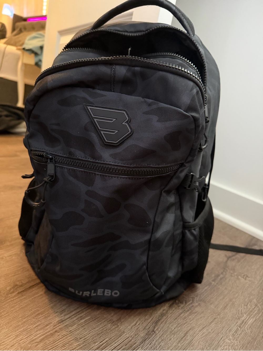 BURLEBO Black Camo Men’s Backpack with Multiple Pockets